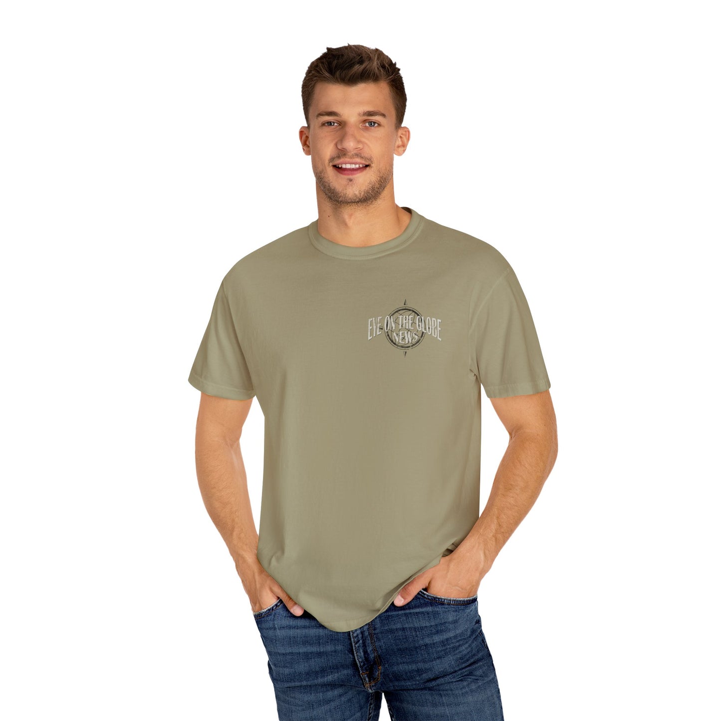 Eye On The Globe Vintage Left Chest Unisex Garment-Dyed T-shirt