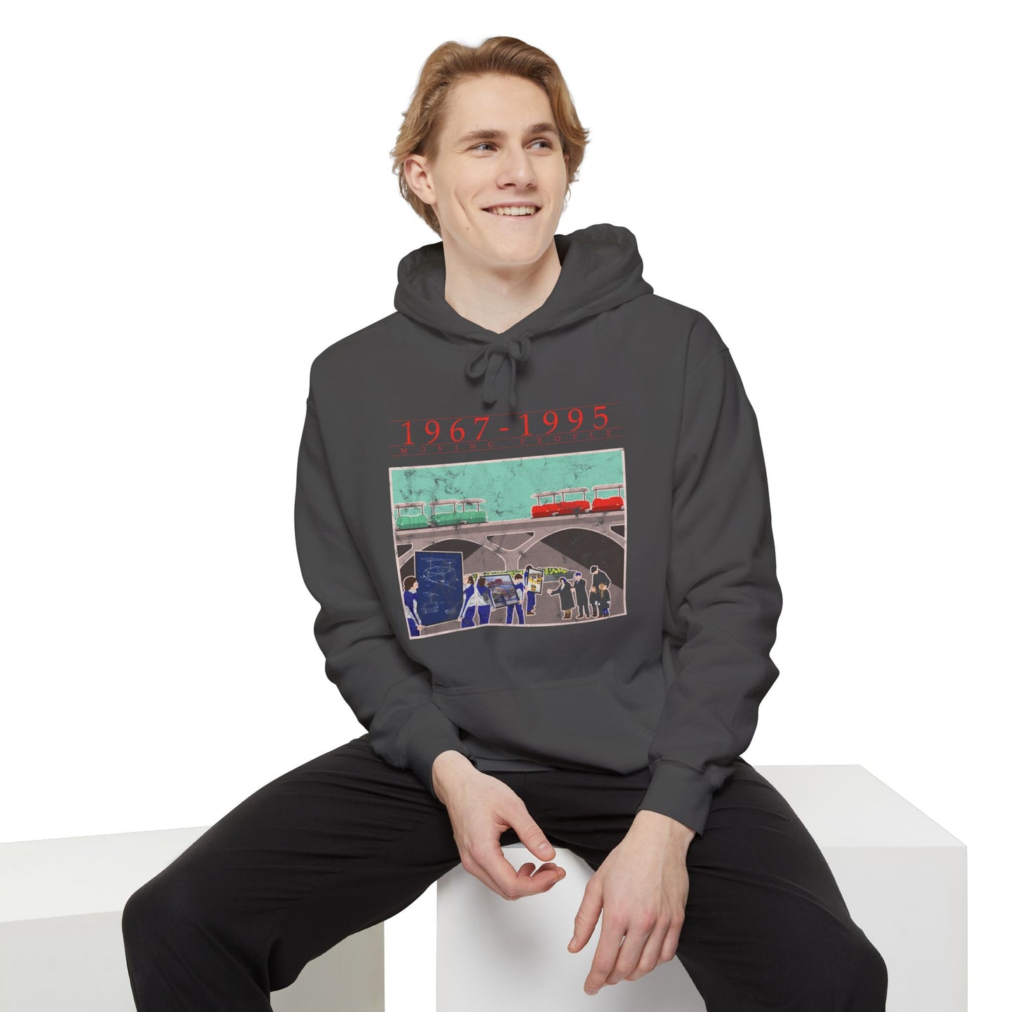 Moving People Vintage Unisex Garment-Dyed Hoodie