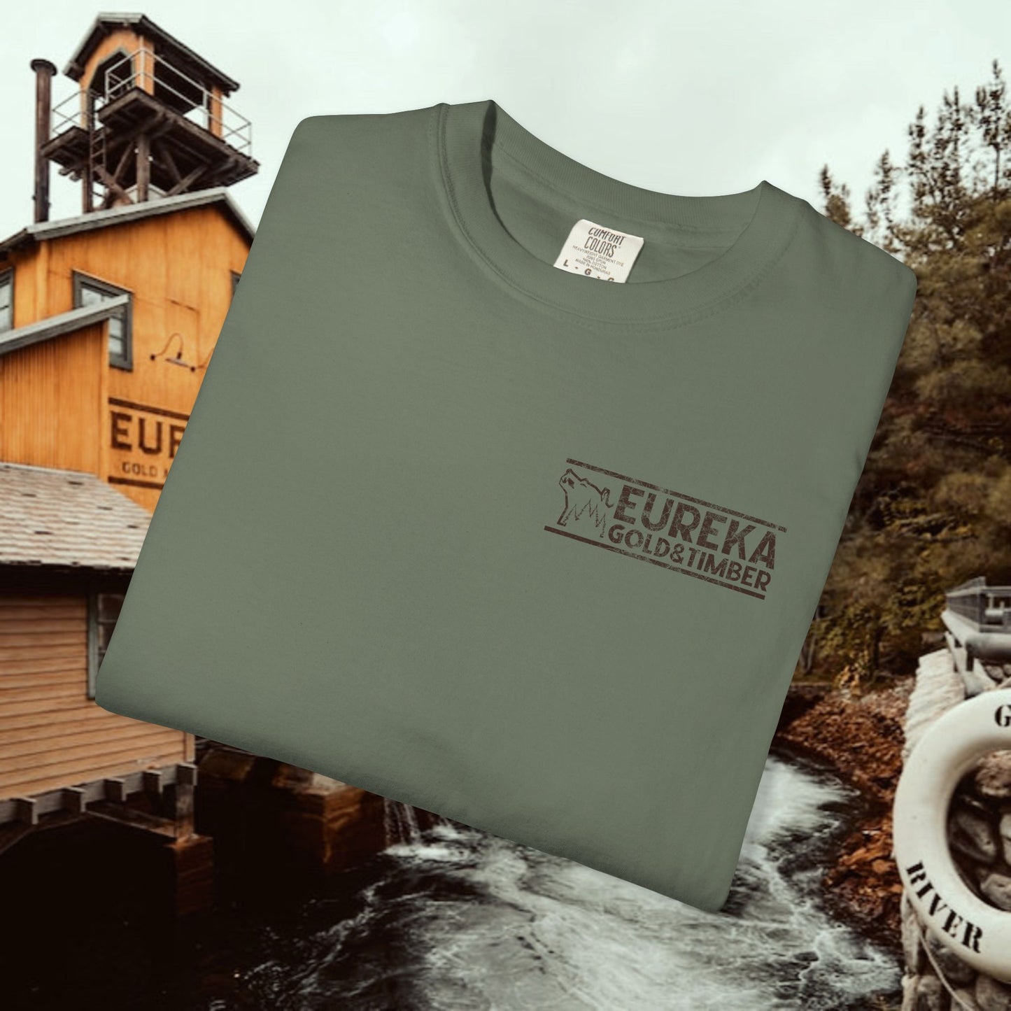 Eureka Gold & Timber Vintage Left Chest Unisex Garment-Dyed T-shirt