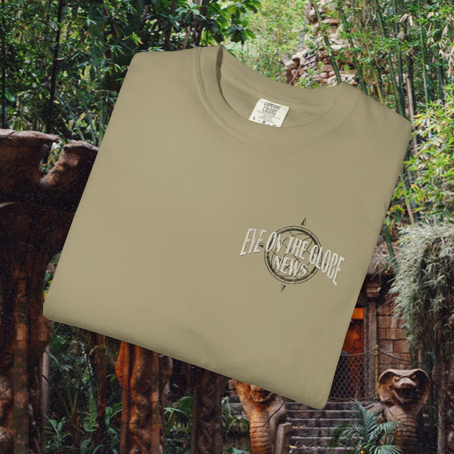 Eye On The Globe Vintage Left Chest Unisex Garment-Dyed T-shirt
