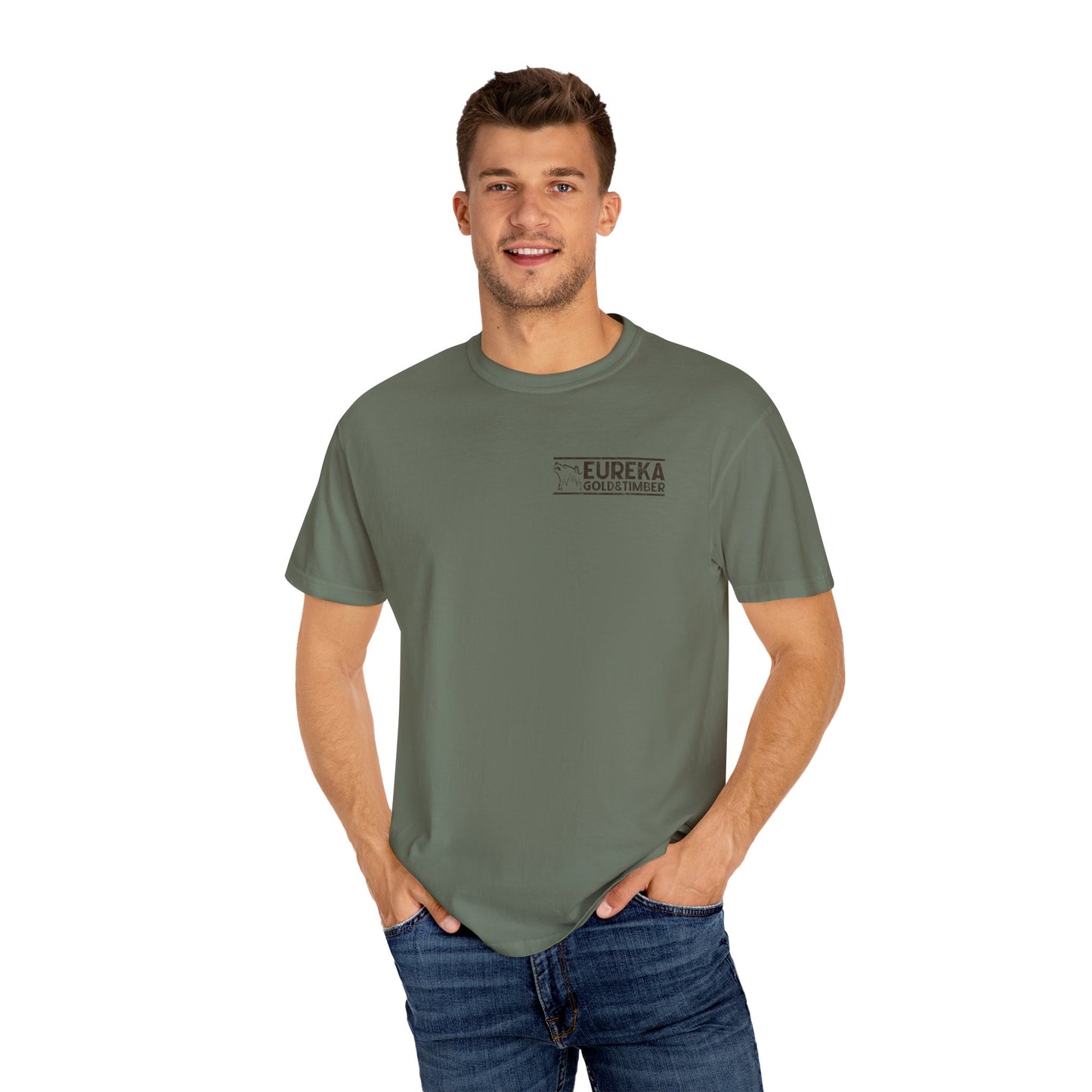 Eureka Gold & Timber Vintage Left Chest Unisex Garment-Dyed T-shirt