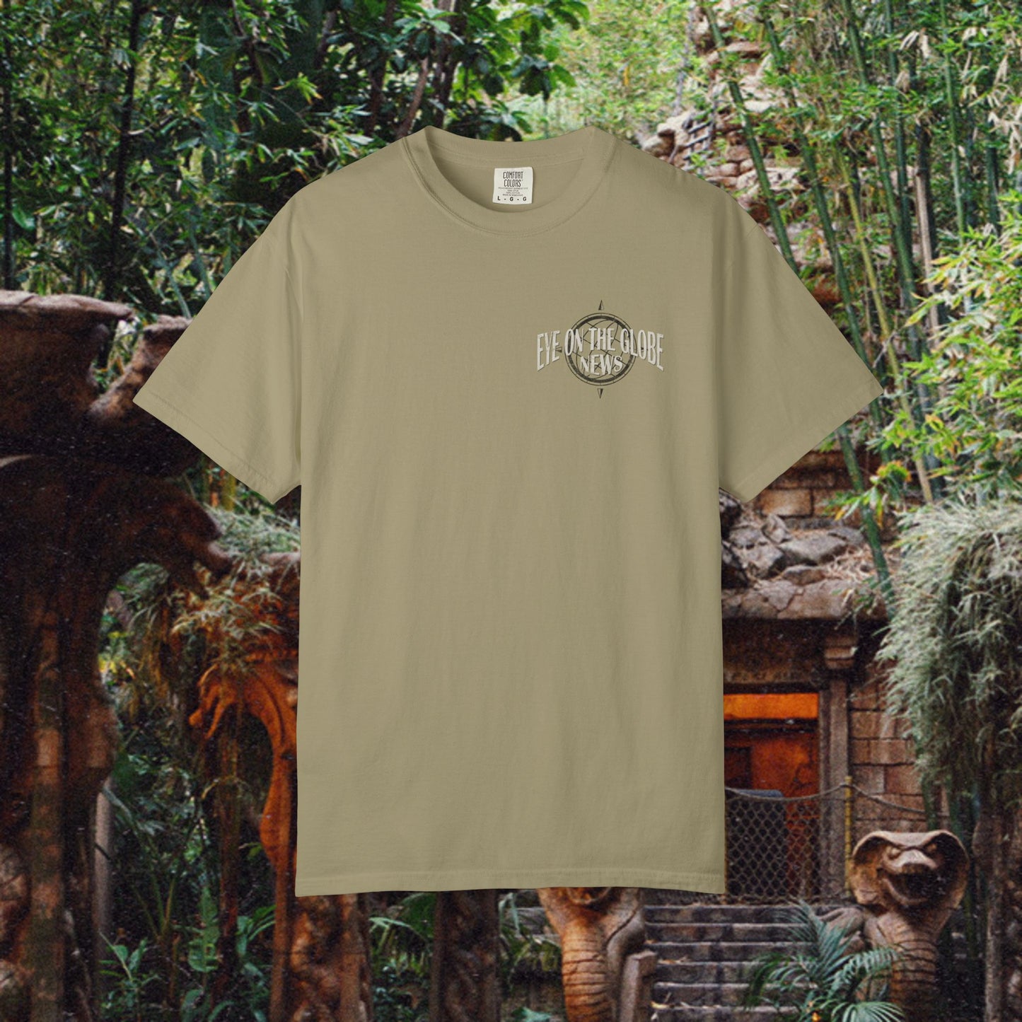 Globe Vintage Left Chest Unisex Garment-Dyed T-shirt
