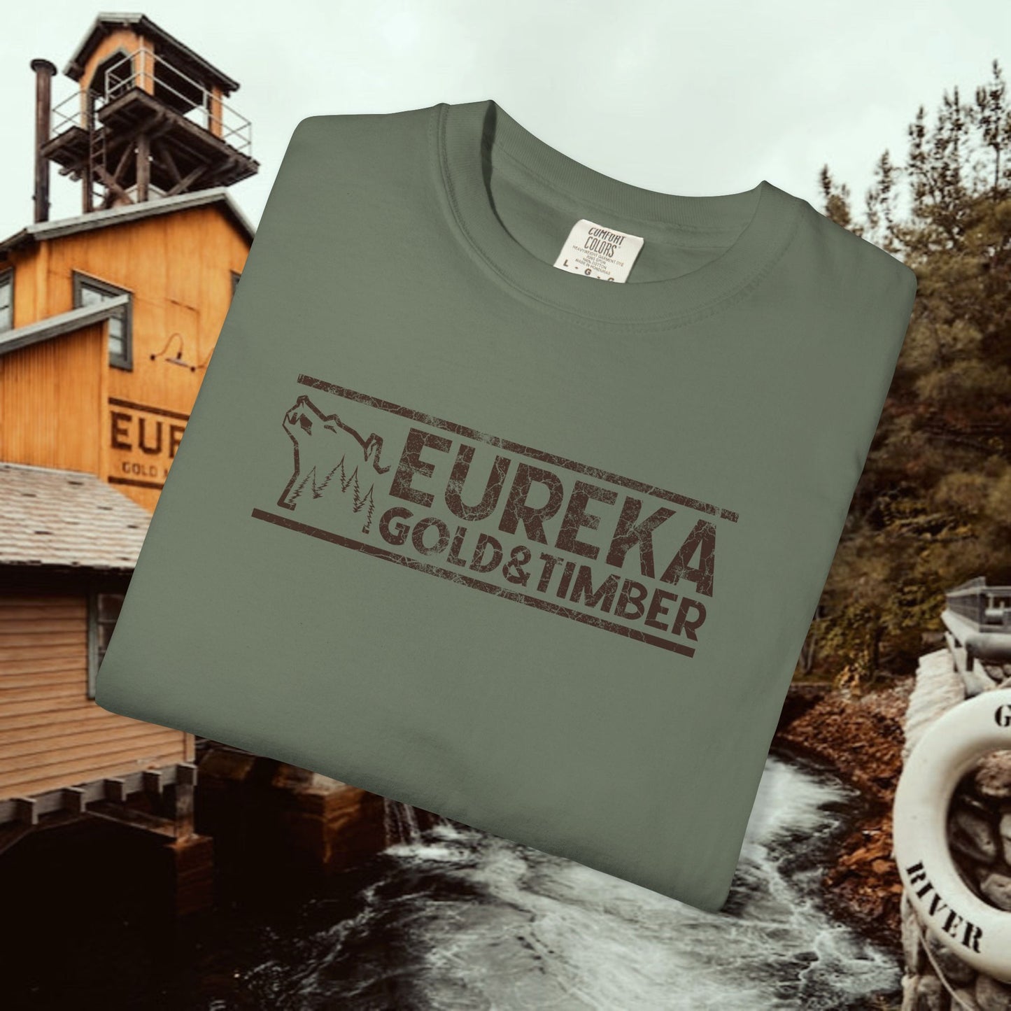 Eureka Gold & Timber Vintage Full Chest Unisex Garment-Dyed T-shirt