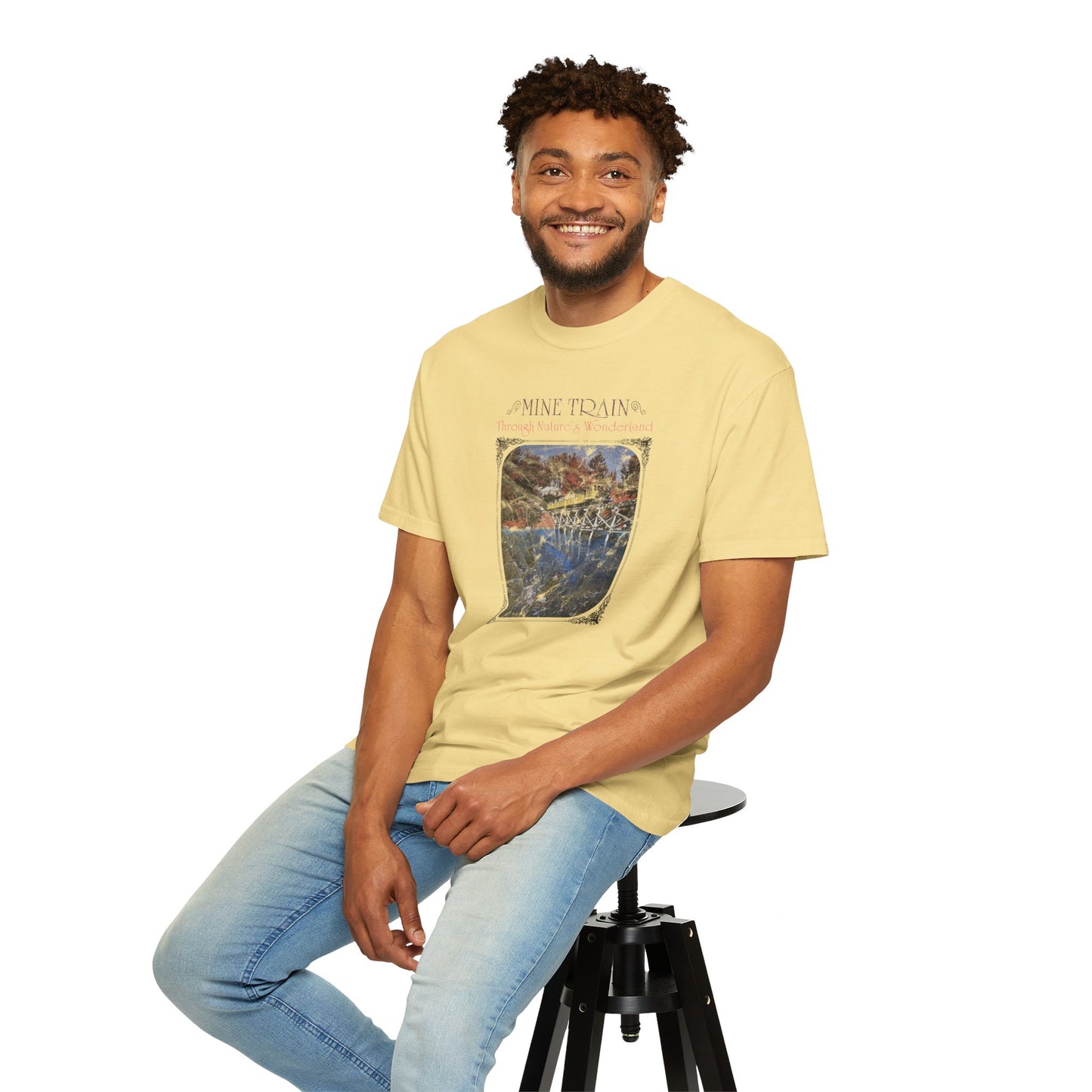 Mine Train Vintage Unisex Garment-Dyed T-shirt