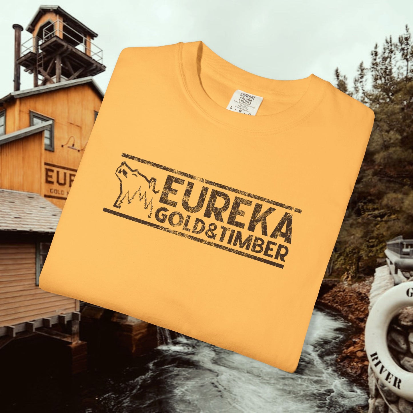 Eureka Gold & Timber Vintage Full Chest Unisex Garment-Dyed T-shirt