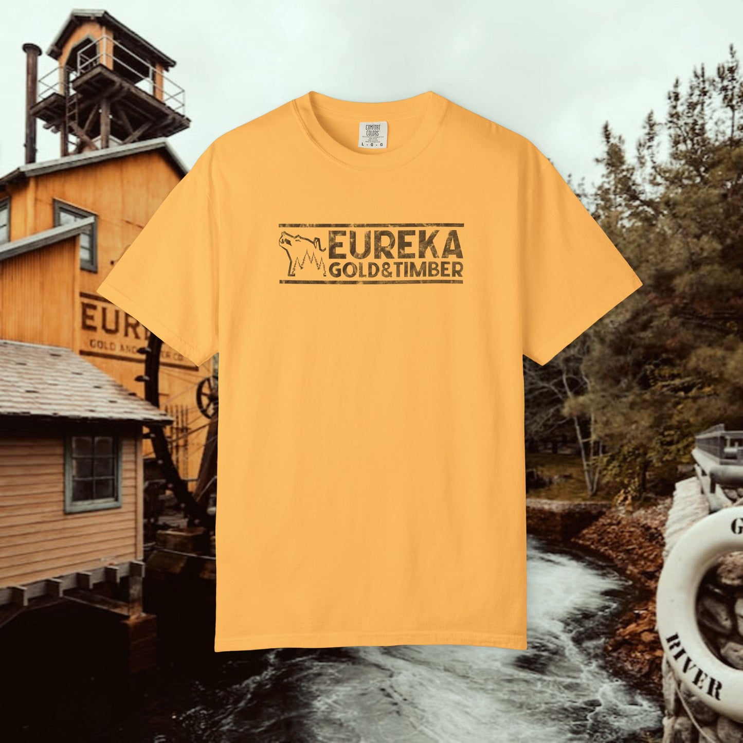 Eureka Gold & Timber Vintage Full Chest Unisex Garment-Dyed T-shirt