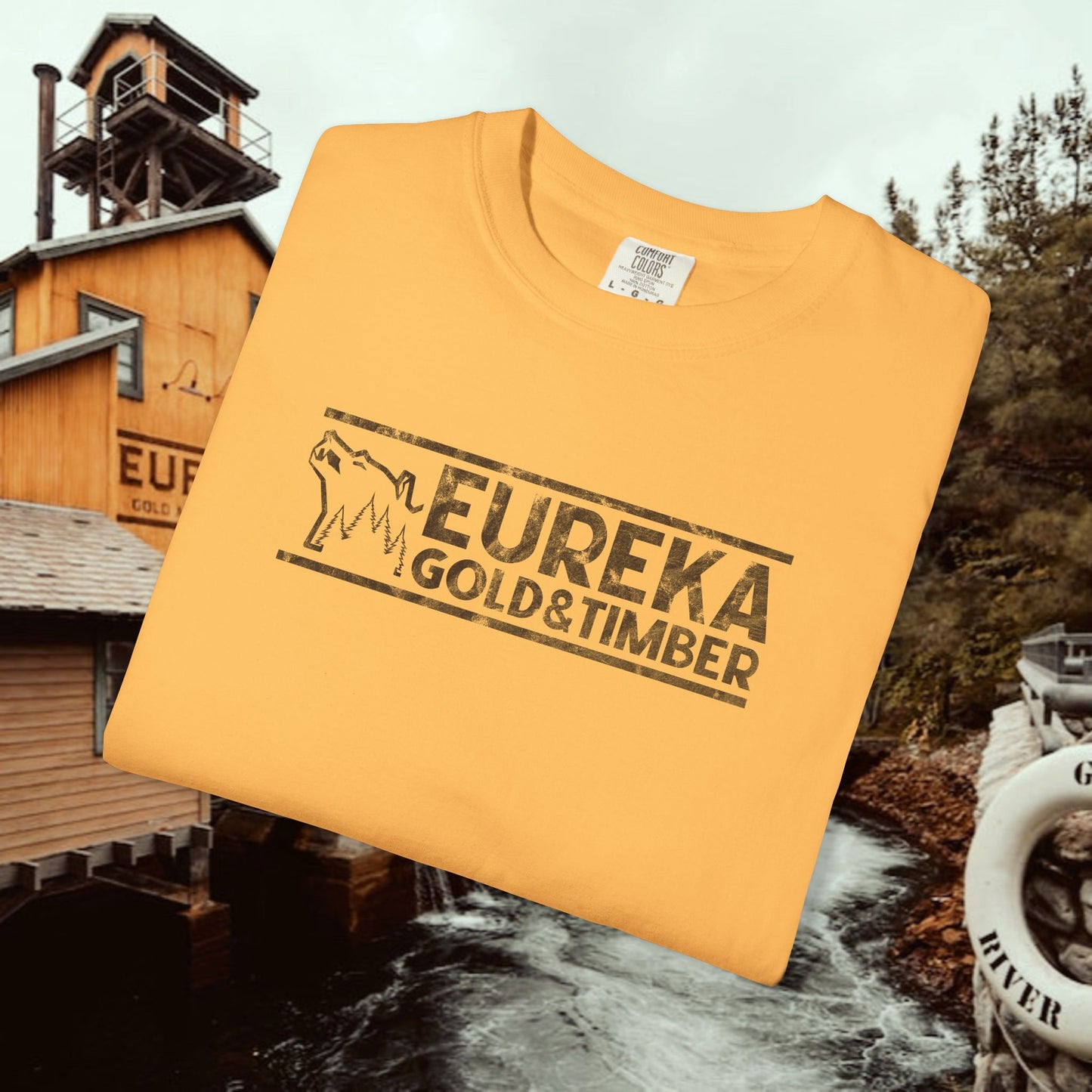 Eureka Gold & Timber Vintage Full Chest Unisex Garment-Dyed T-shirt
