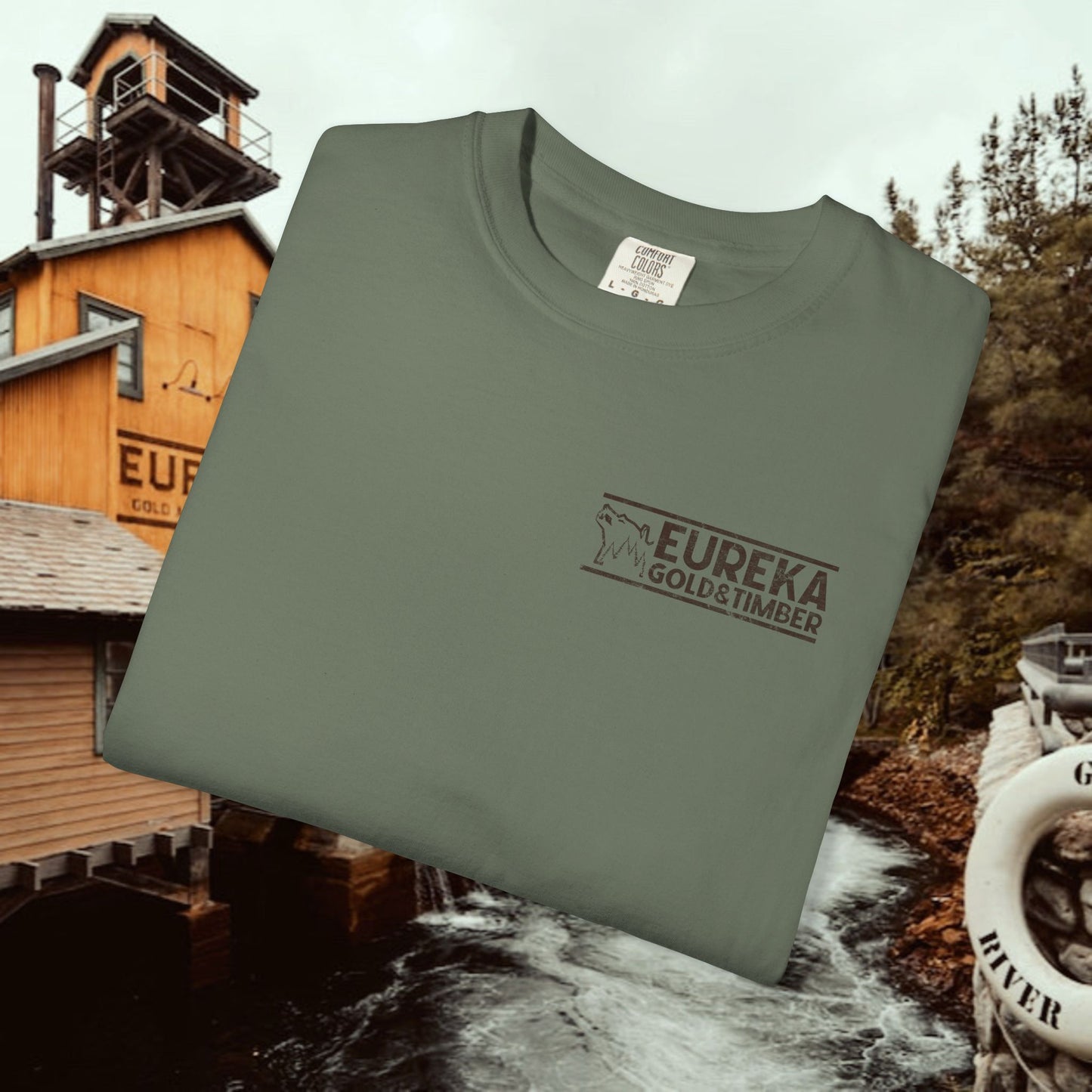 Eureka Gold & Timber Vintage Left Chest Unisex Garment-Dyed T-shirt