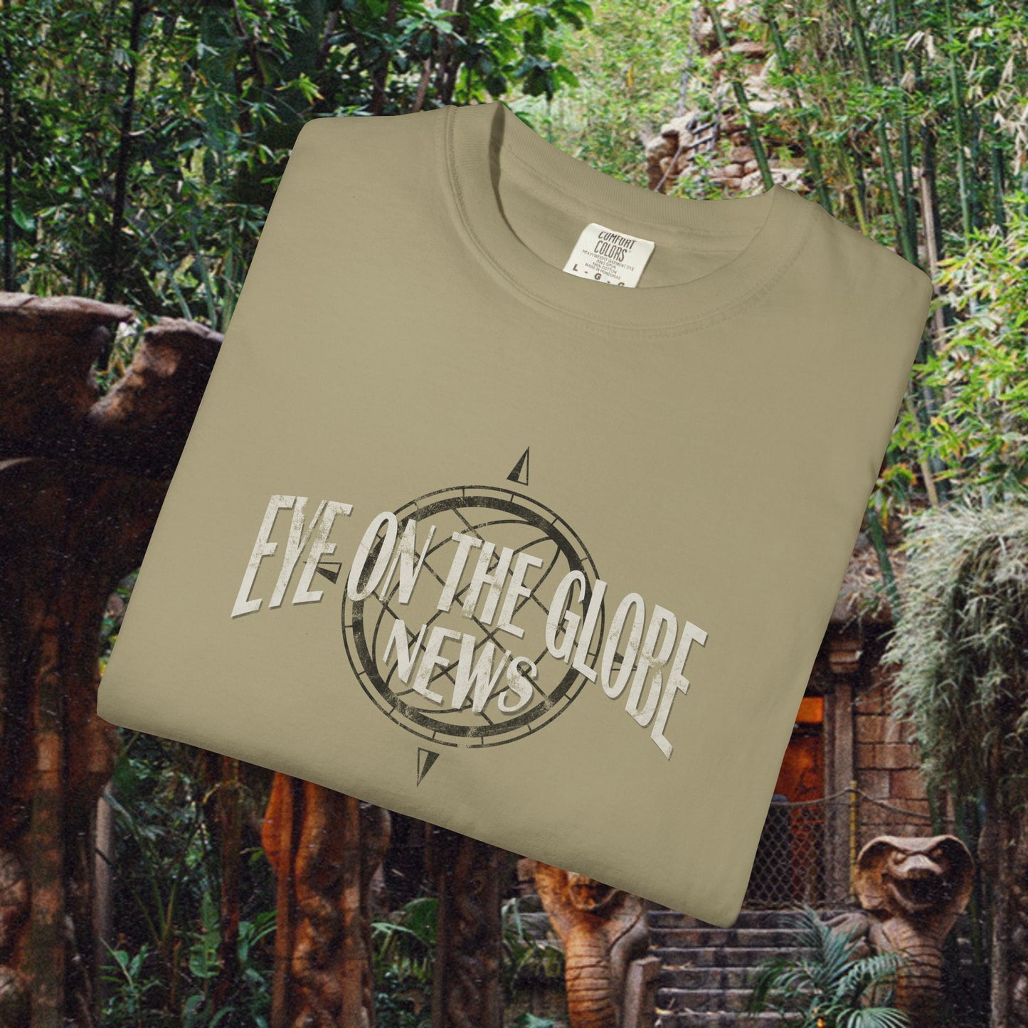 Eye On The Globe Vintage Full Chest Unisex Garment-Dyed T-shirt